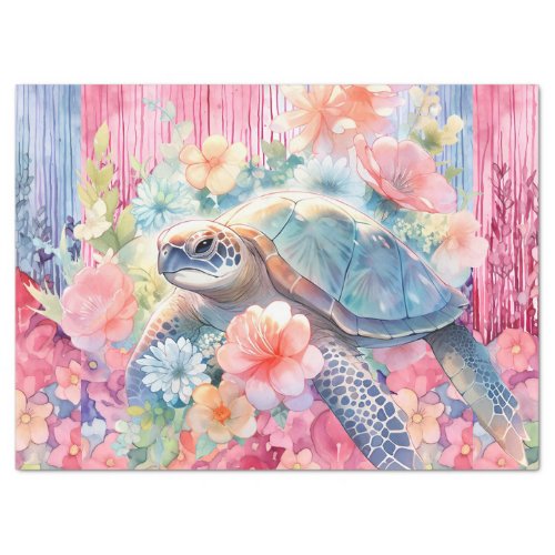 Floral Sea Turtle Decoupage Tissue Paper
