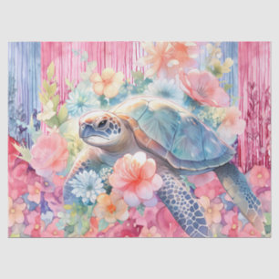 Floral Sea Turtle Decoupage Tissue Paper