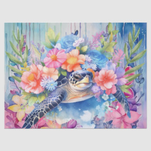 Floral Sea Turtle & Pastel Flowers  Tissue Paper