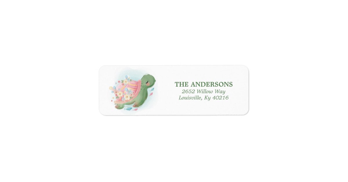 Floral Sea Turtle Return Address Label Zazzle