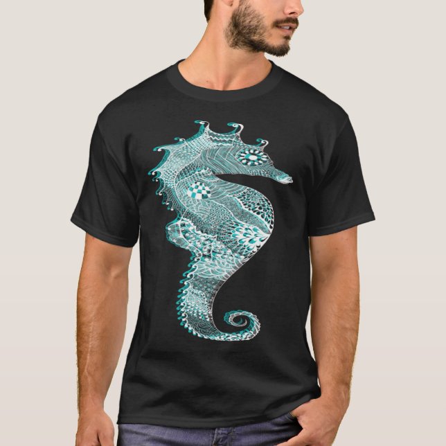Floral Seahorse Nautical T-Shirt (Front)