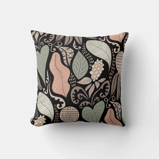 Floral Seamless Abstract Pattern Throw Pillow (Front)