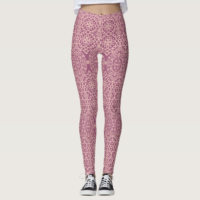 Floral Seamless: Beautiful Pattern Background Leggings (Front)