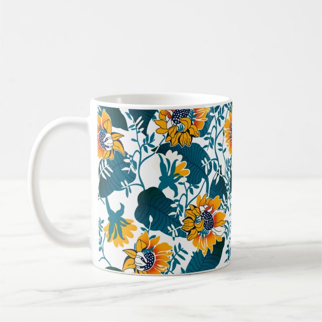 Floral seamless pattern, background In art nouveau Coffee Mug (Left)