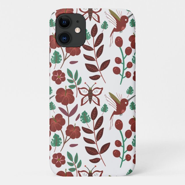 Floral seamless pattern birds and butterflies Case-Mate iPhone case (Back)