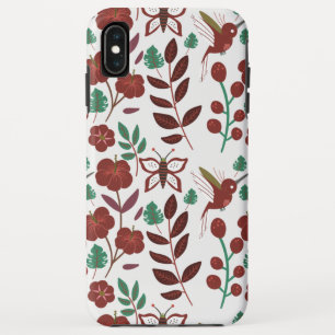 Floral seamless pattern birds and butterflies iPhone XS max case