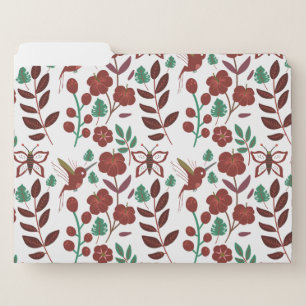 Floral seamless pattern birds and butterflies file folder