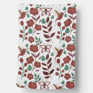 Floral seamless pattern birds and butterflies house flag
