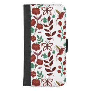 Floral seamless pattern birds and butterflies iPhone 8/7 plus wallet case