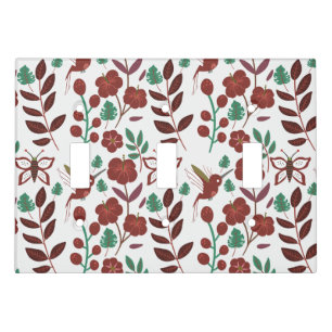 Floral seamless pattern birds and butterflies light switch cover