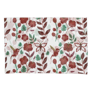 Floral seamless pattern birds and butterflies pillow case