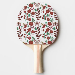 Floral seamless pattern birds and butterflies ping pong paddle
