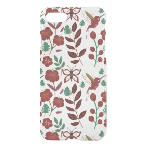 Floral seamless pattern birds and butterflies iPhone SE87 case