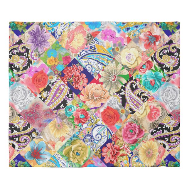 Floral seamless pattern blooming white flowers Bot Duvet Cover (Front)