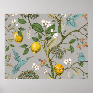 Floral seamless pattern. Botanical wallpaper. Plan Poster