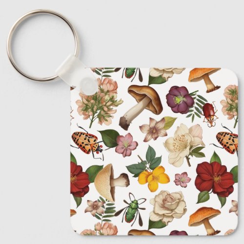 Floral seamless pattern design keychain