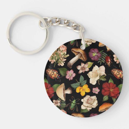 Floral seamless pattern design keychain