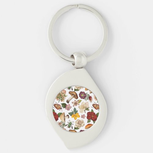 Floral seamless pattern design keychain