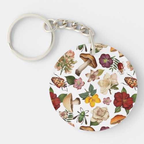 Floral seamless pattern design keychain