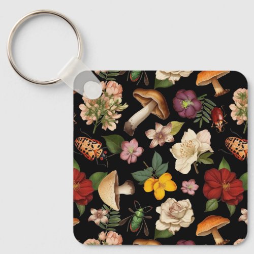 Floral seamless pattern design keychain