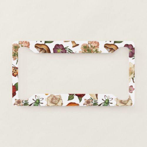 Floral seamless pattern design license plate frame