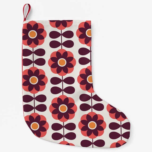 Floral seamless pattern design. Scandinavian style Small Christmas Stocking (Front)