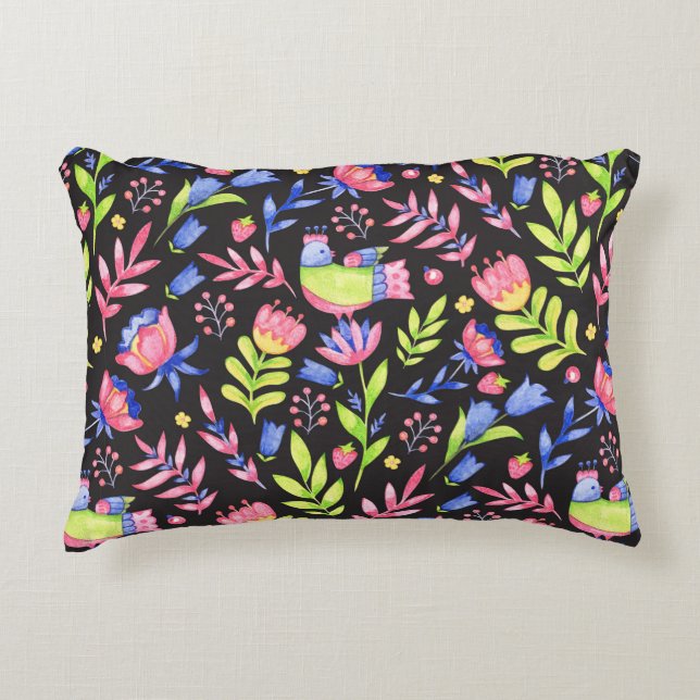 Floral seamless pattern design. Spring flowers and Accent Pillow (Front)