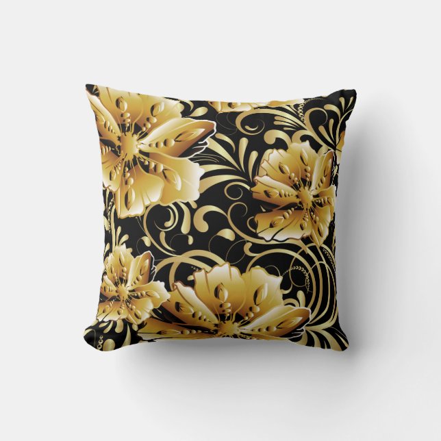 Floral seamless pattern. Flourish 3d wallpaper. Or Throw Pillow (Front)