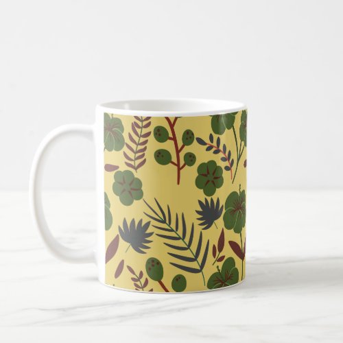Floral seamless pattern flowers and butterflies coffee mug