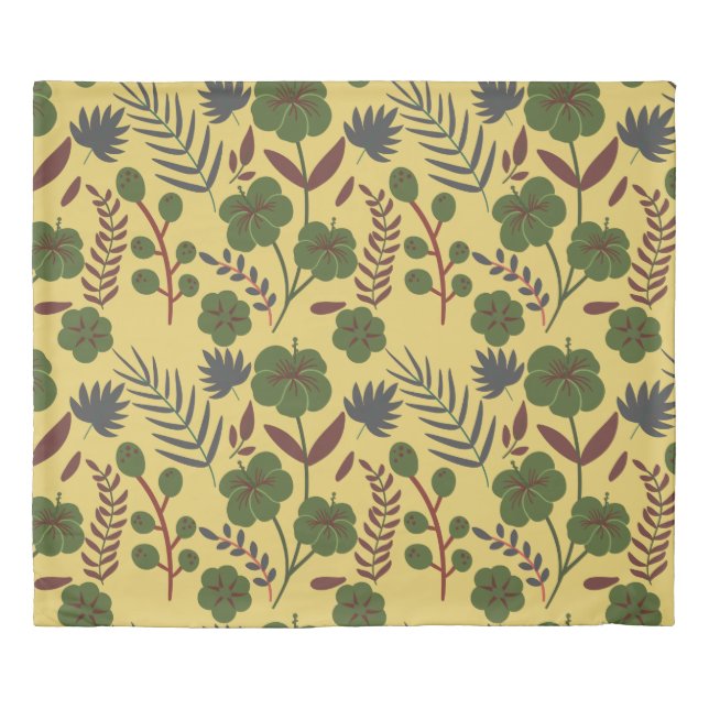 Floral seamless pattern flowers and butterflies duvet cover (Front)