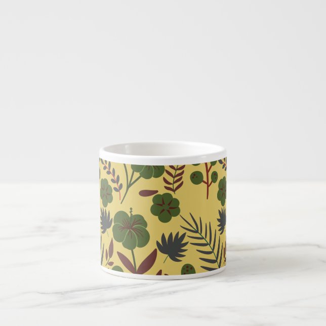 Floral seamless pattern flowers and butterflies espresso cup (Front)