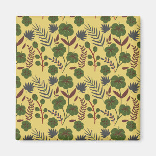 Floral seamless pattern flowers and butterflies magnet