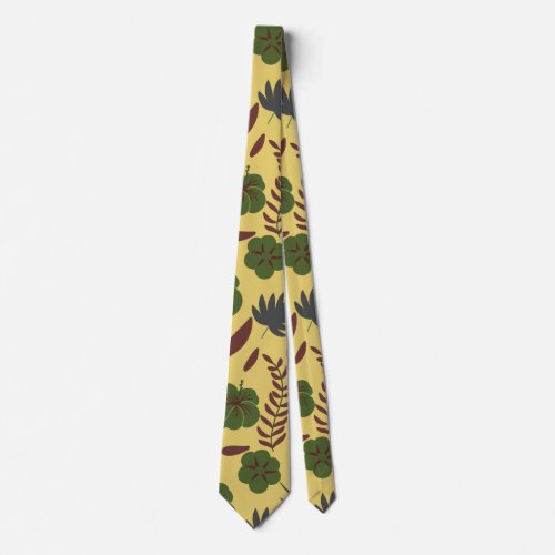Floral seamless pattern flowers and butterflies neck tie
