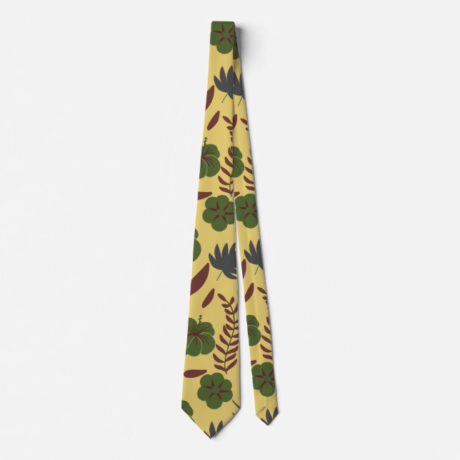 Floral seamless pattern flowers and butterflies neck tie (Front)