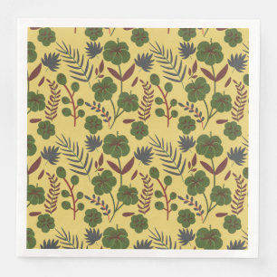 Floral seamless pattern flowers and butterflies paper dinner napkins