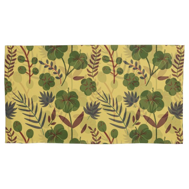 Floral seamless pattern flowers and butterflies pillow case (Front-Left)