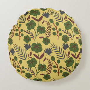 Floral seamless pattern flowers and butterflies round pillow