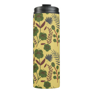 Floral seamless pattern flowers and butterflies thermal tumbler