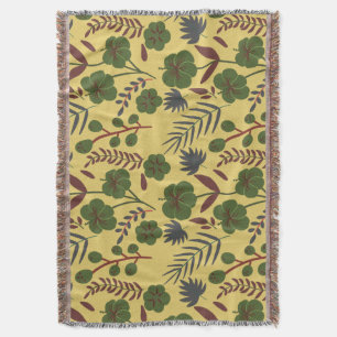 Floral seamless pattern flowers and butterflies throw blanket