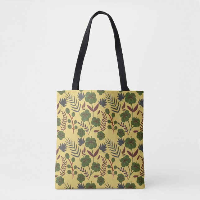 Floral seamless pattern flowers and butterflies tote bag (Front)