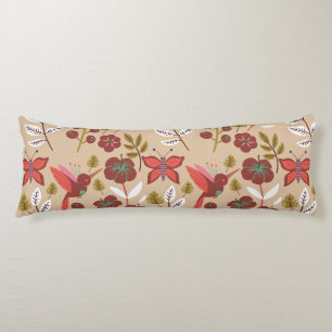 Floral seamless pattern flowers, birds, butterfly body pillow