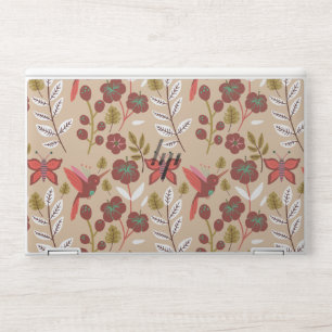 Floral seamless pattern flowers, birds, butterfly HP laptop skin