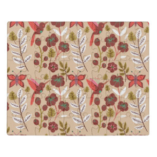 Floral seamless pattern flowers, birds, butterfly jigsaw puzzle