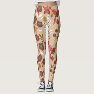 Floral seamless pattern flowers, birds, butterfly leggings