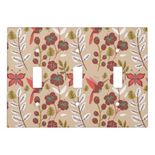 Floral seamless pattern flowers, birds, butterfly light switch cover