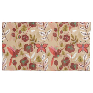 Floral seamless pattern flowers, birds, butterfly pillow case