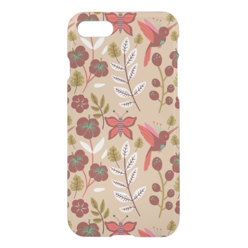 Floral seamless pattern flowers birds butterfly iPhone SE87 case