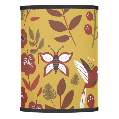 Floral seamless pattern flowers butterfly red lamp shade