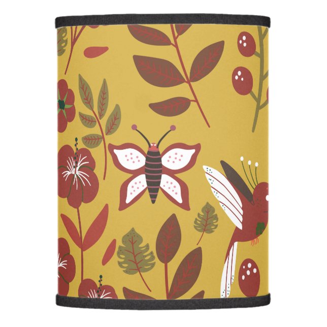 Floral seamless pattern flowers, butterfly, red lamp shade (Front)