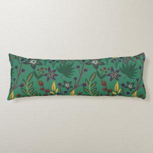 Floral seamless pattern flowers green background body pillow